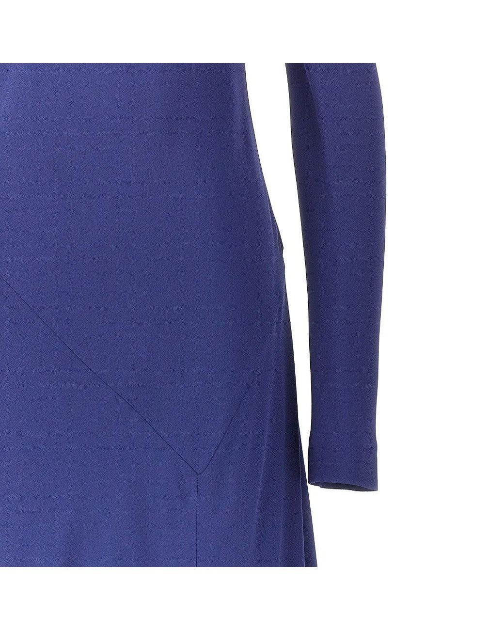 Alberta Ferretti Blue Asymmetrical Neckline Long Dress
