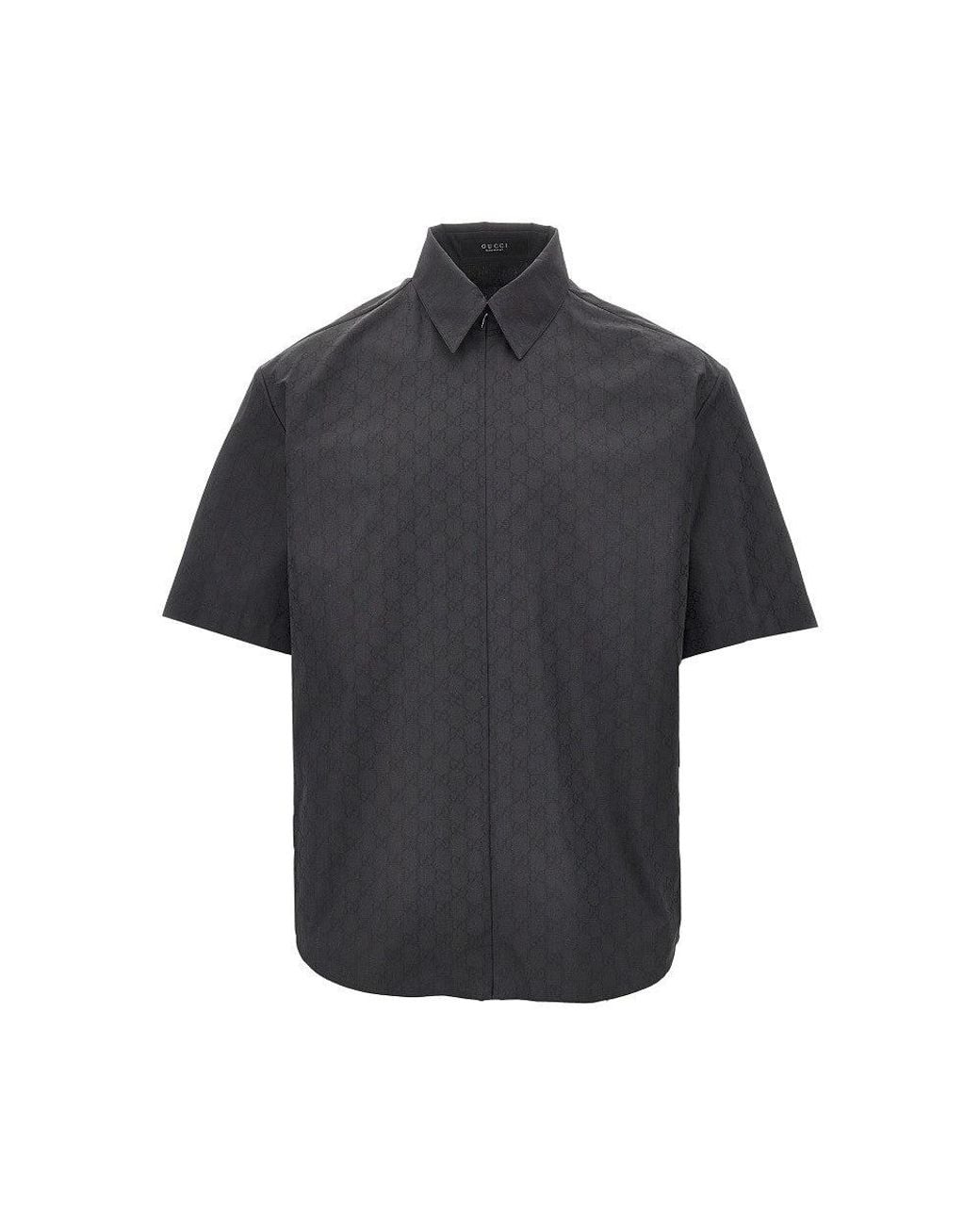 Gucci Black Gg Poplin Shirt With Zip Closure for men