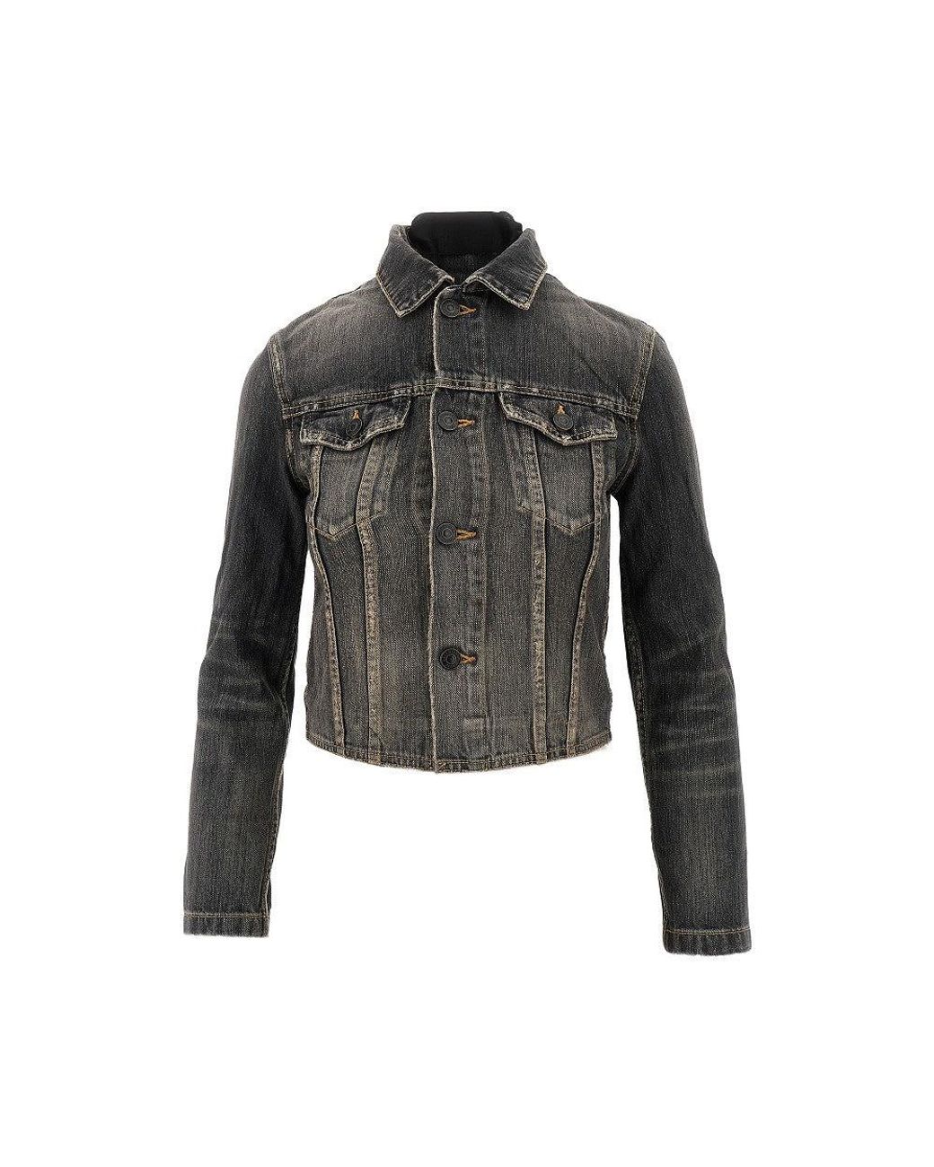 Balenciaga Black Denim Jacket With Laced Back
