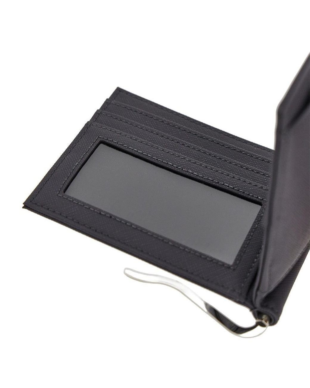 Emporio Armani Black Faux Saffiano Leather Bi-Fold Wallet for men