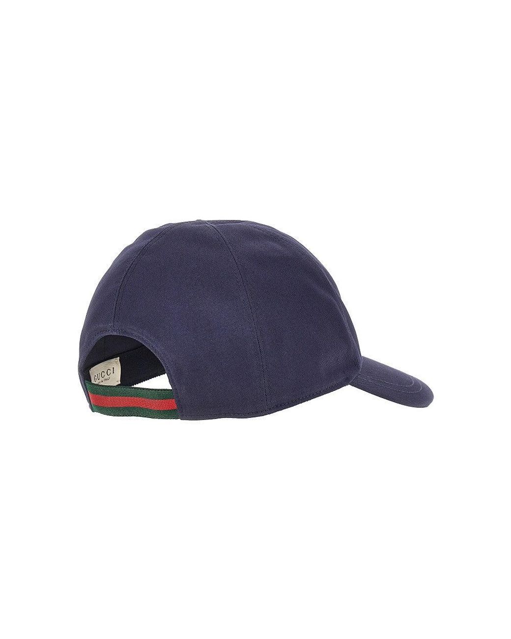 Gucci Blue Gabardine Baseball Cap With Embroidery Kids