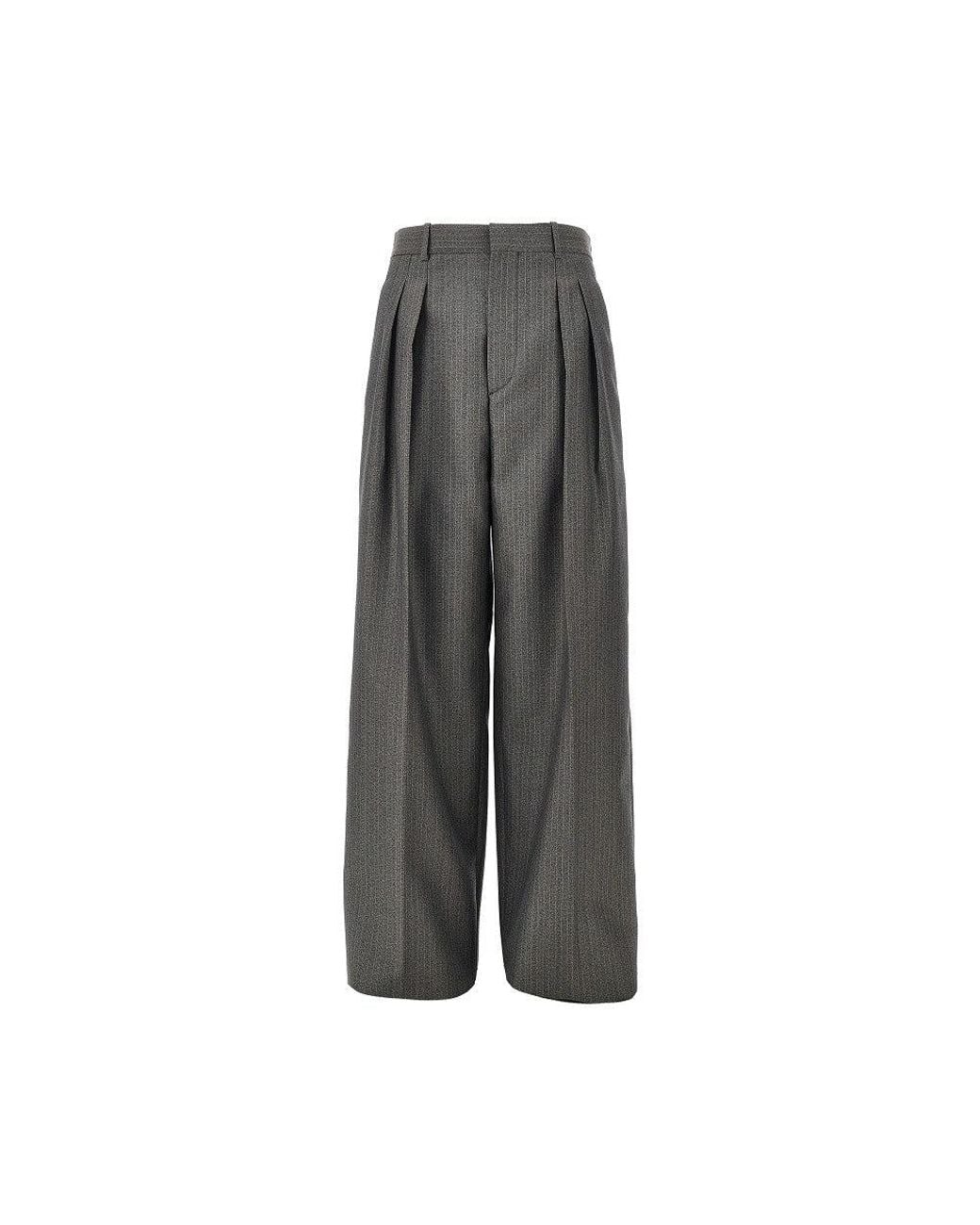 Bottega Veneta Gray Wool And Mohair Pants With Darts