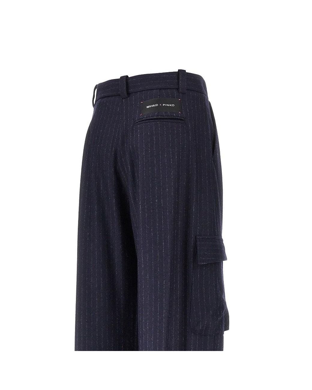 Pinko Blue Pinstriped Flannel Cargo Pants
