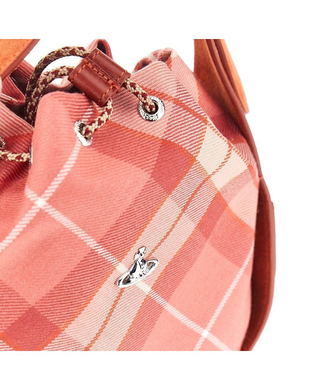 Vivienne Westwood Pink 'Stacey' Tartan Wool Bucket Bag