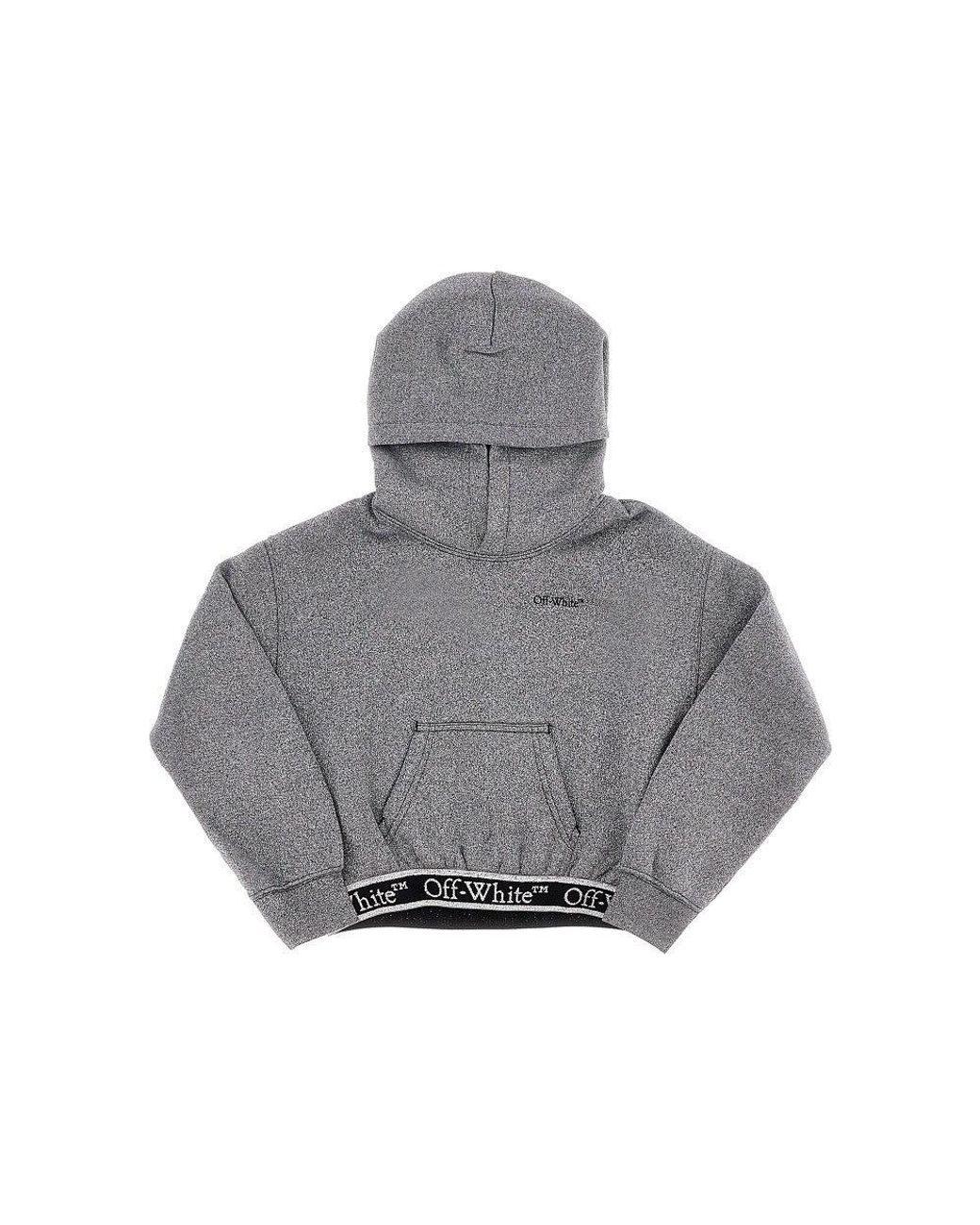 Off White c o Virgil Abloh Off Lurex Jersey Hoodie With Logo Band Kids in Grey Lyst UK