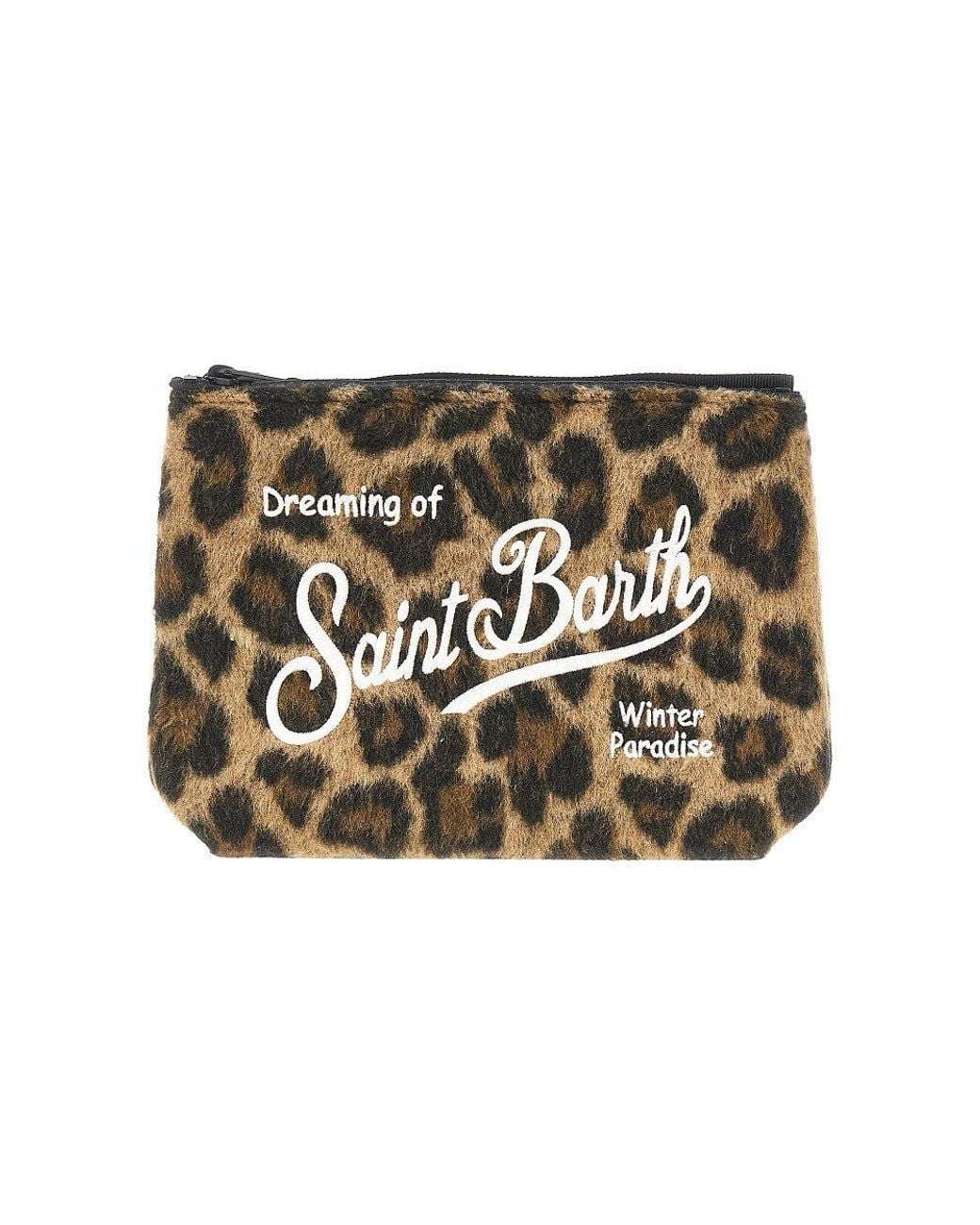 Mc2 Saint Barth Metallic 'Aline' Leopard Felt Pouch