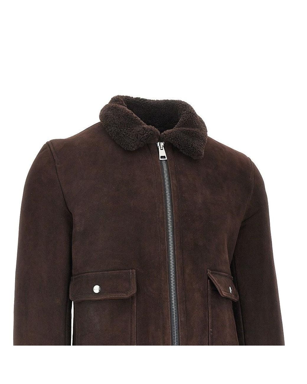 Dacute Black Washed Waxed Shearling Jacket for men