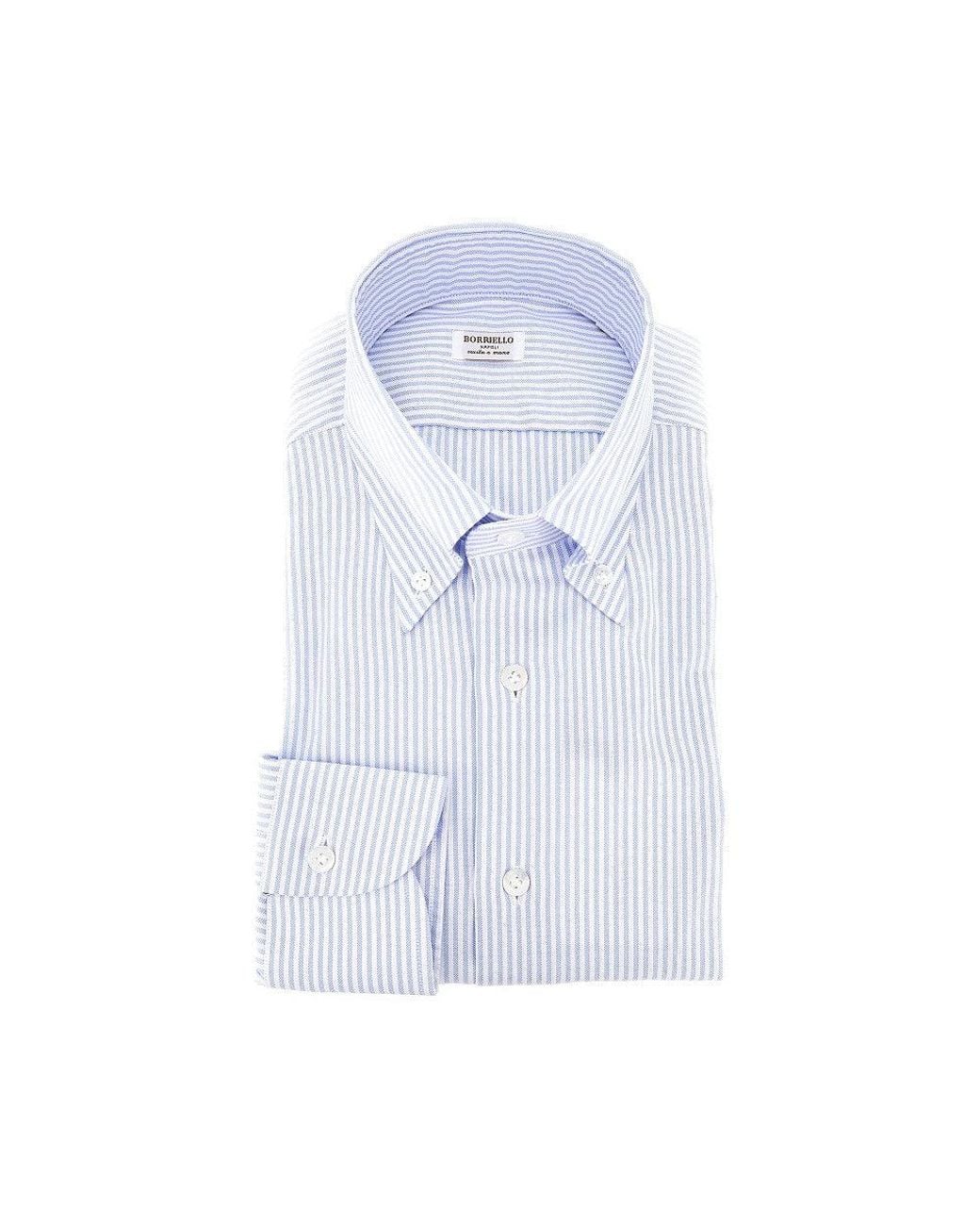 Borriello Blue Striped Oxford Cotton Shirt for men