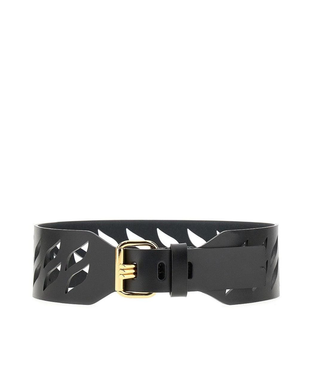 Etro Black Openworked Motif Leather Belt