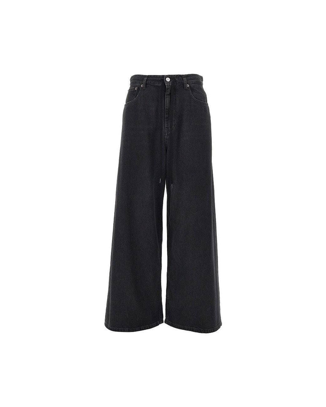 MM6 by Maison Margiela Black Oversized Jeans With Drawstring