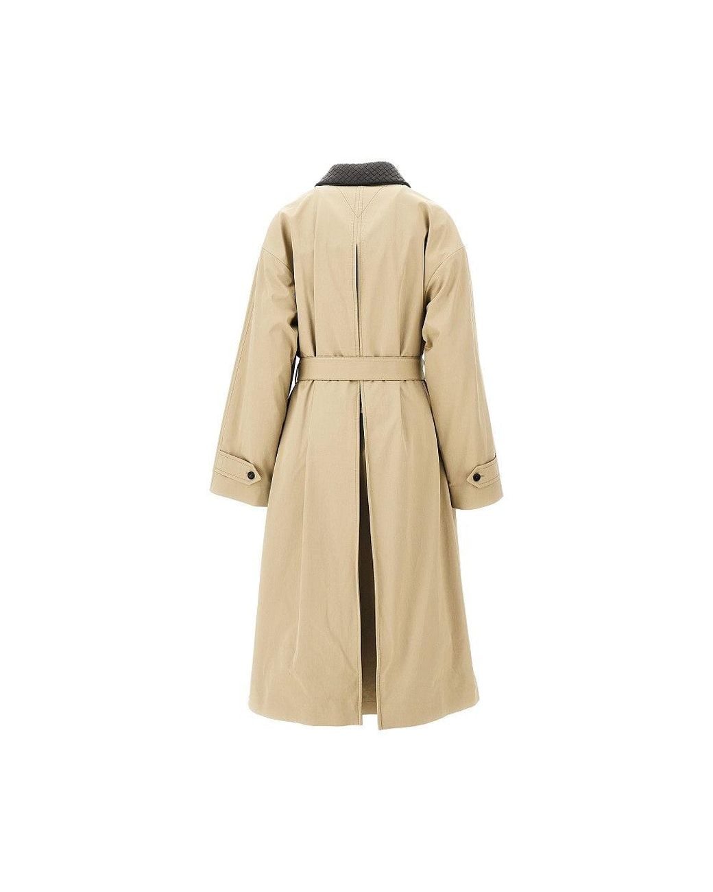 Bottega Veneta Natural Gabardine Trench Coat With Nappa Collar
