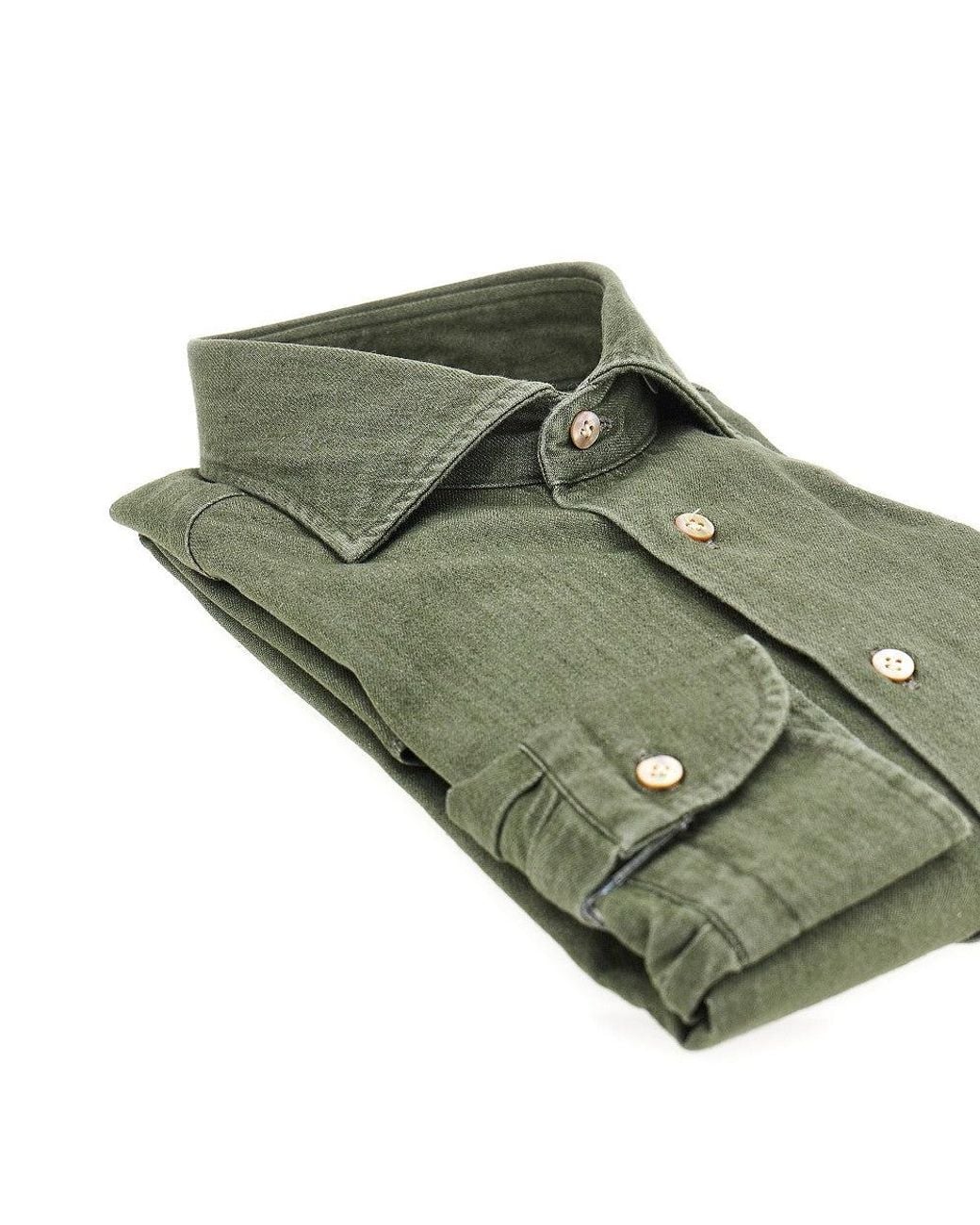 Borriello Green Denim Effect Cotton Shirt for men