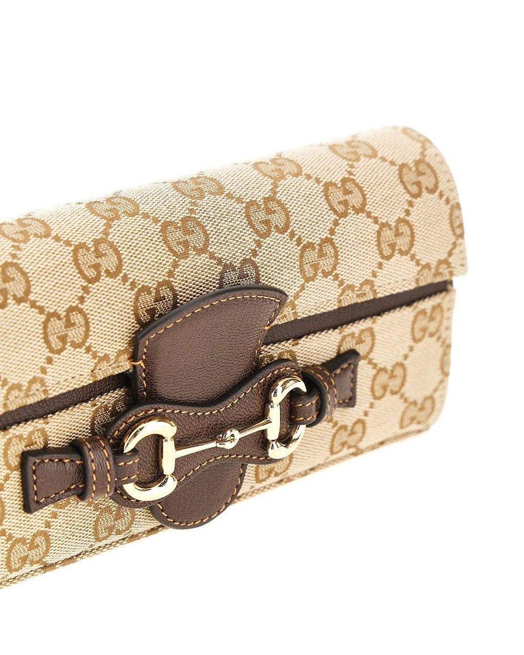 Gucci Metallic Gg Canvas Clutch With Horsebit Detail