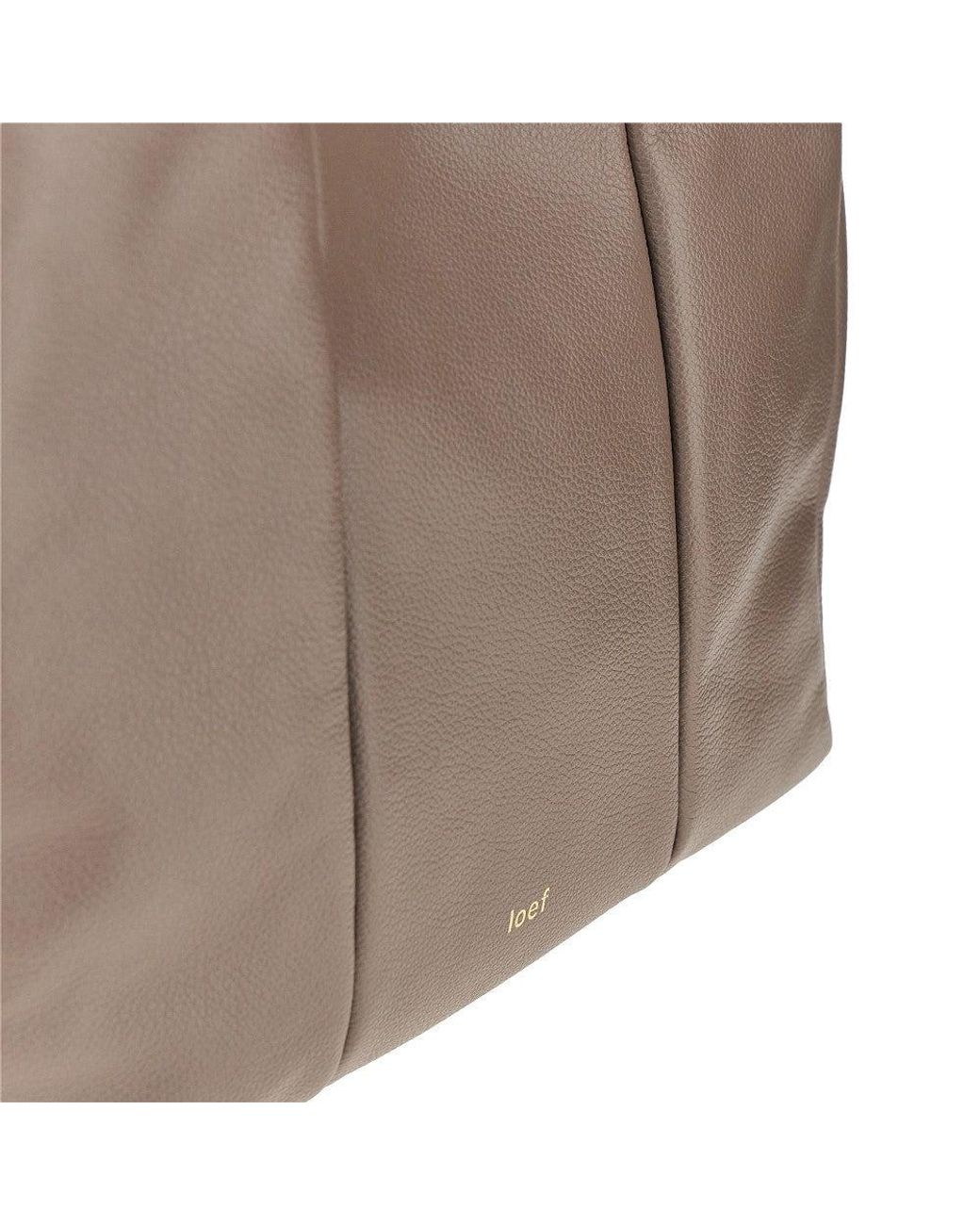 IOEF Brown Grained Leather 'Daisy' Shopping Bag