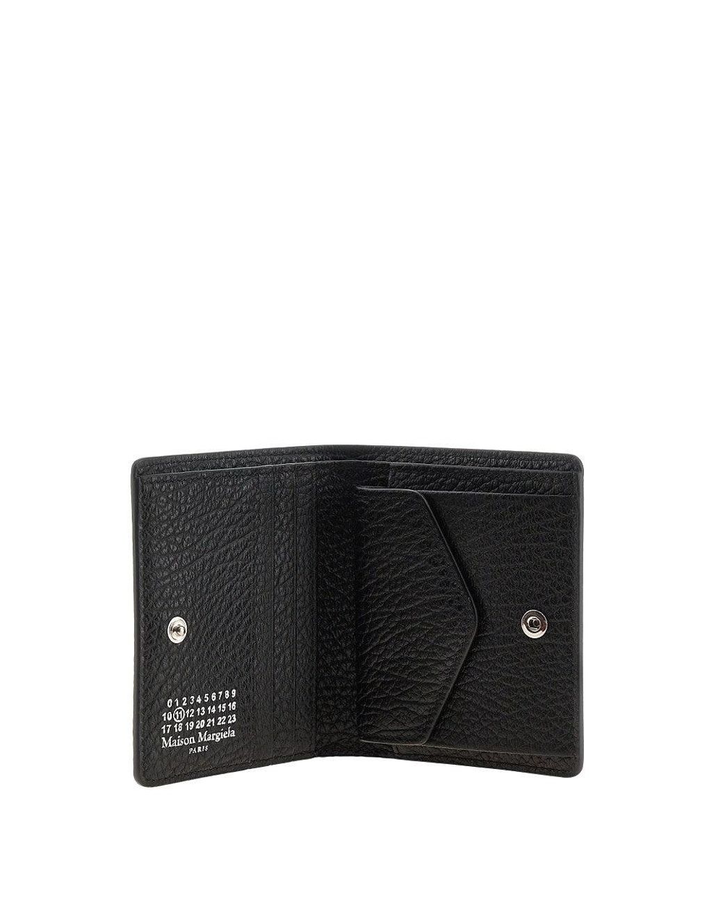 Maison Margiela Black 'Four Stitches' Grained Leather Wallet for men