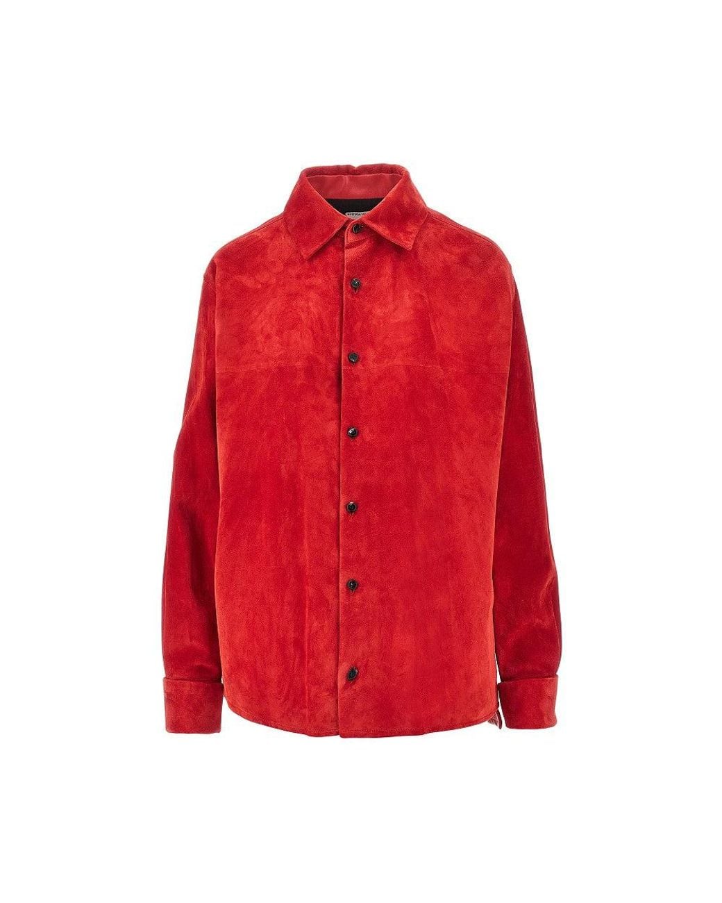 Bottega Veneta Red Suede Leather Shirt
