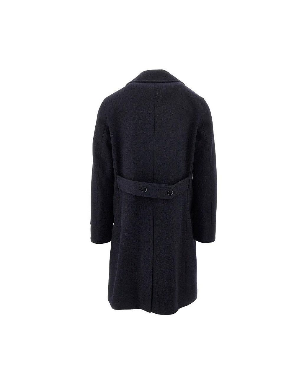 Paltò Blue 'Achille' 2L Felt Double-Breasted Coat for men