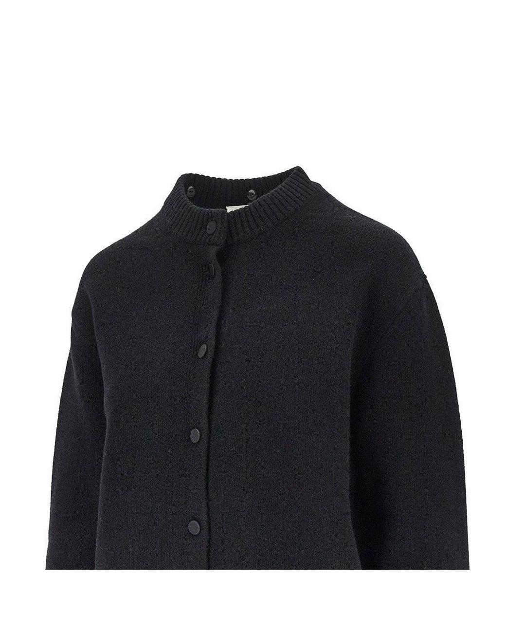 Rohe Black Cheetah-Print Collar Wool Cardigan