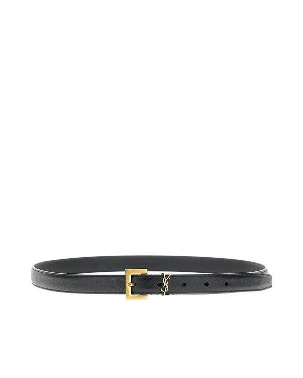 Saint Laurent Black Ysl Detail Leather Belt