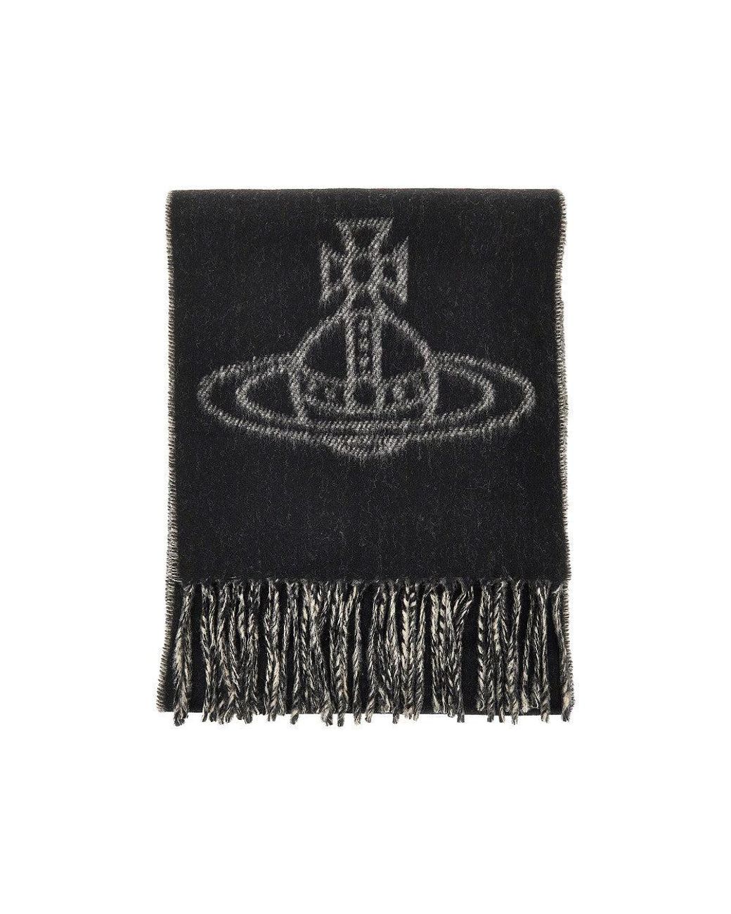 Vivienne Westwood Black Single Orb Double-Face Wool Scarf