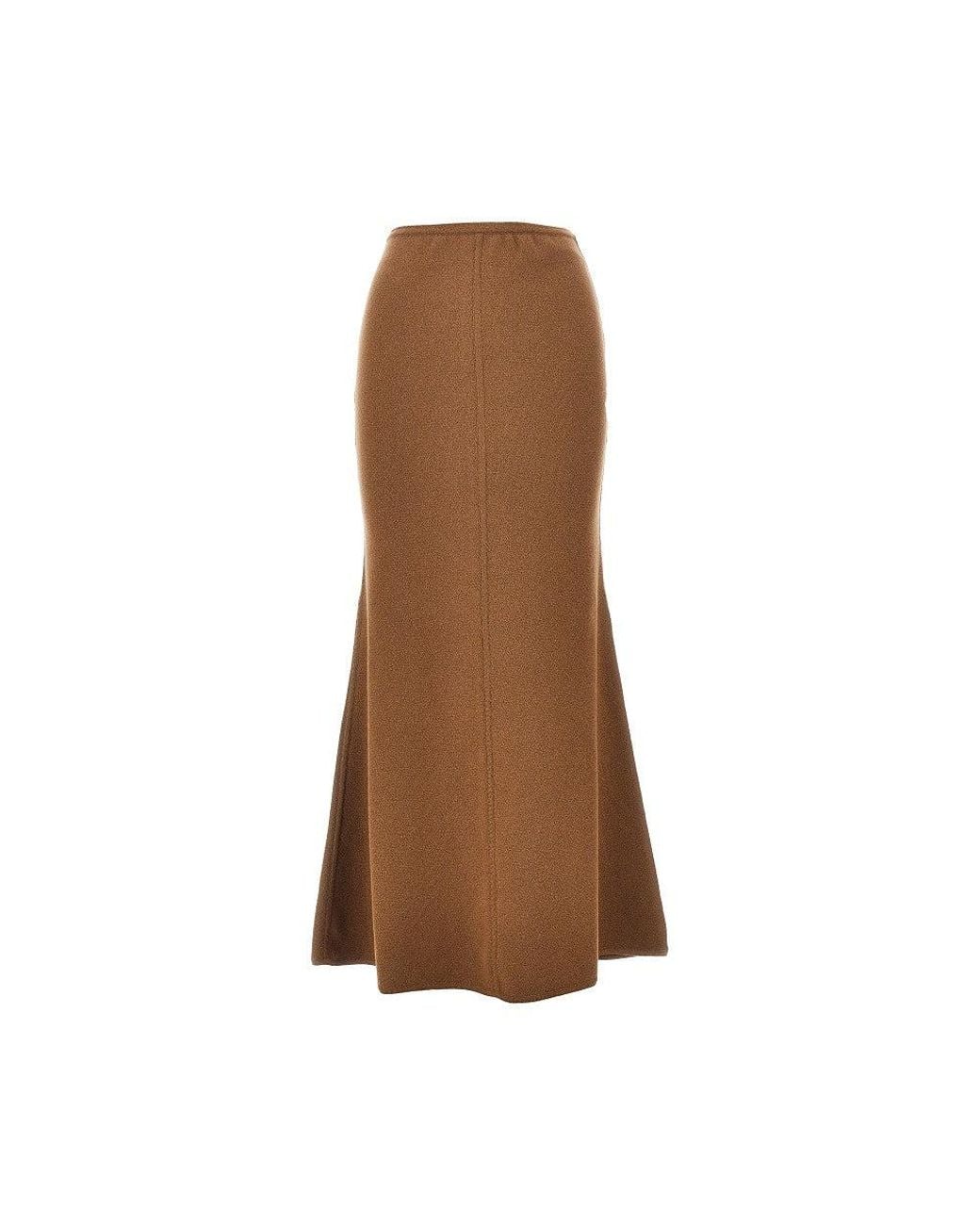 Max Mara Brown Wool And Cashmere Long Skirt