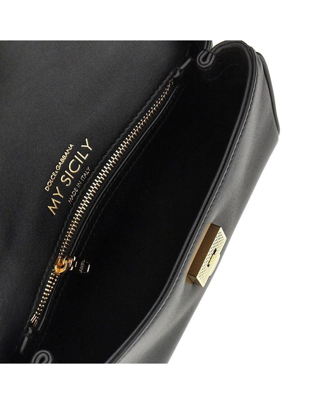 Dolce & Gabbana Black Plongé Leather 'My Sicily' Bag