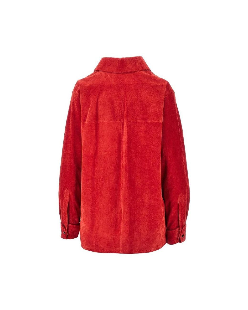 Bottega Veneta Red Suede Leather Shirt