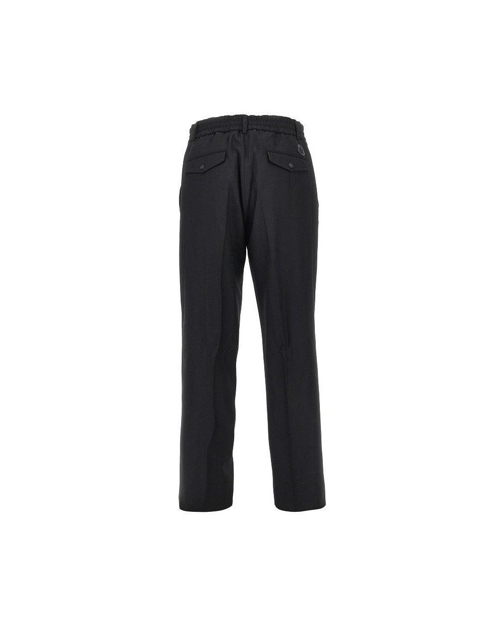 Moncler Black Wool Tailored Pants With Elasticated Waist for men