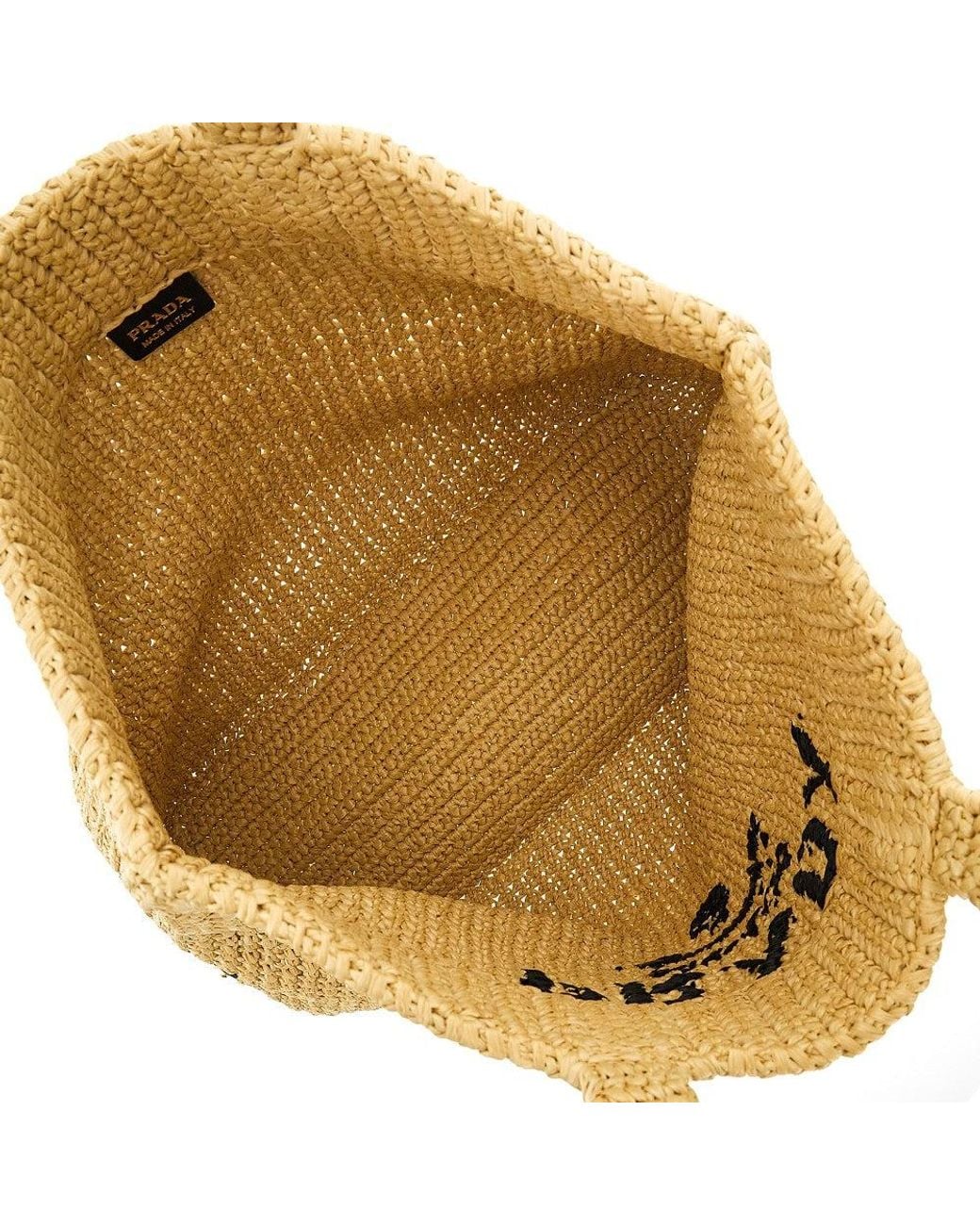 Prada Metallic Woven Raffia Tote Bag