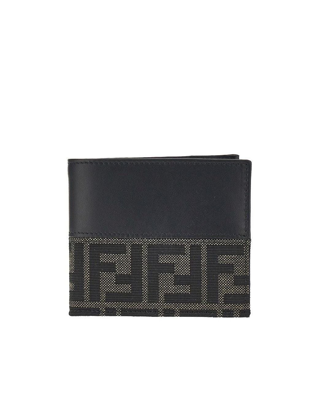 Fendi Black Ff Jacquard Bi-Fold Wallet for men