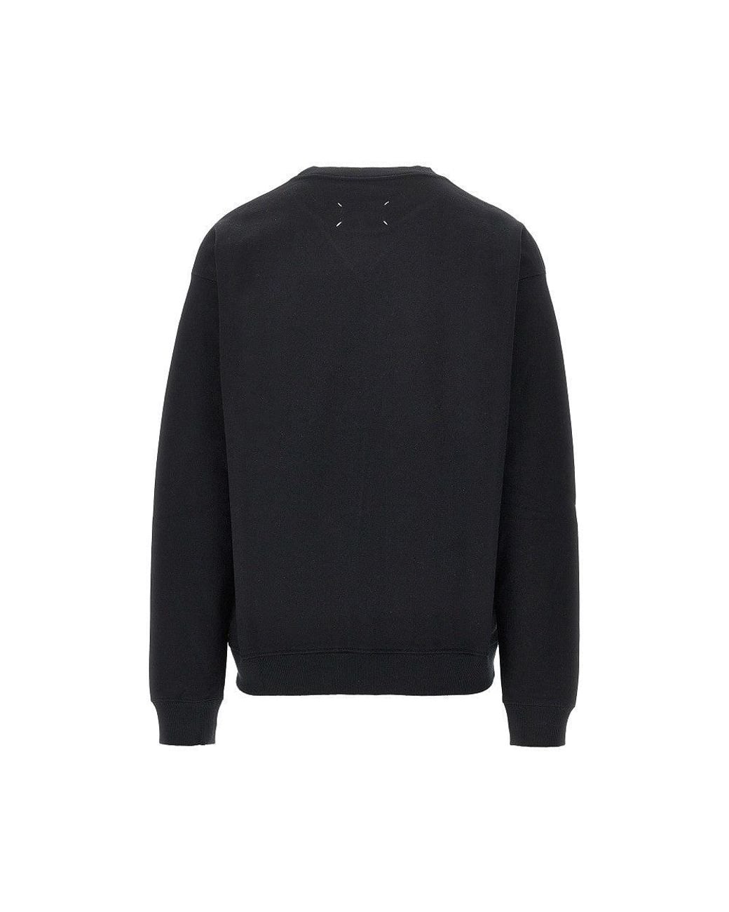 Maison Margiela Black Logo Print Oversized Crewneck Sweatshirt for men