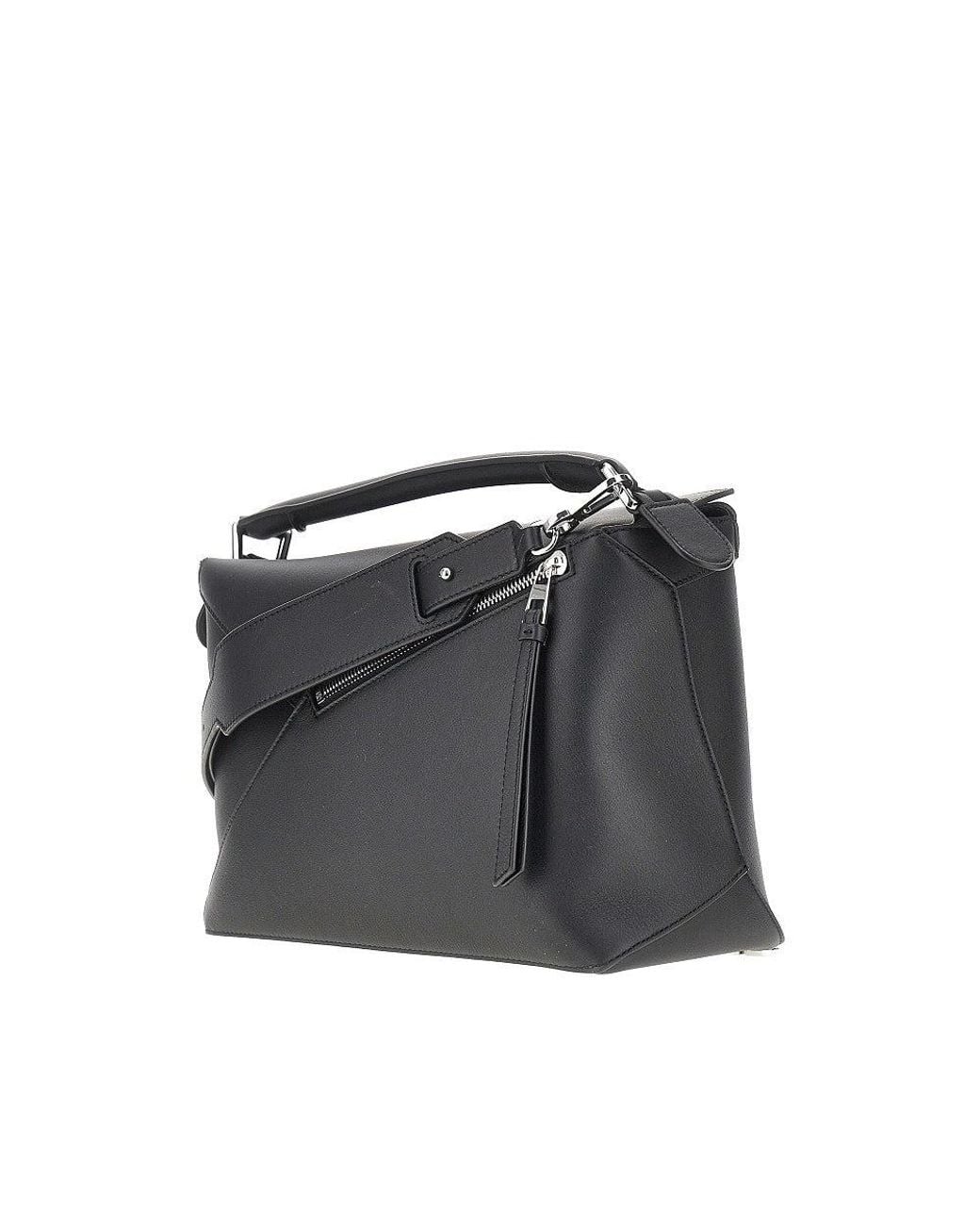 Loewe Black Leather Medium 'Puzzle Edge' Bag