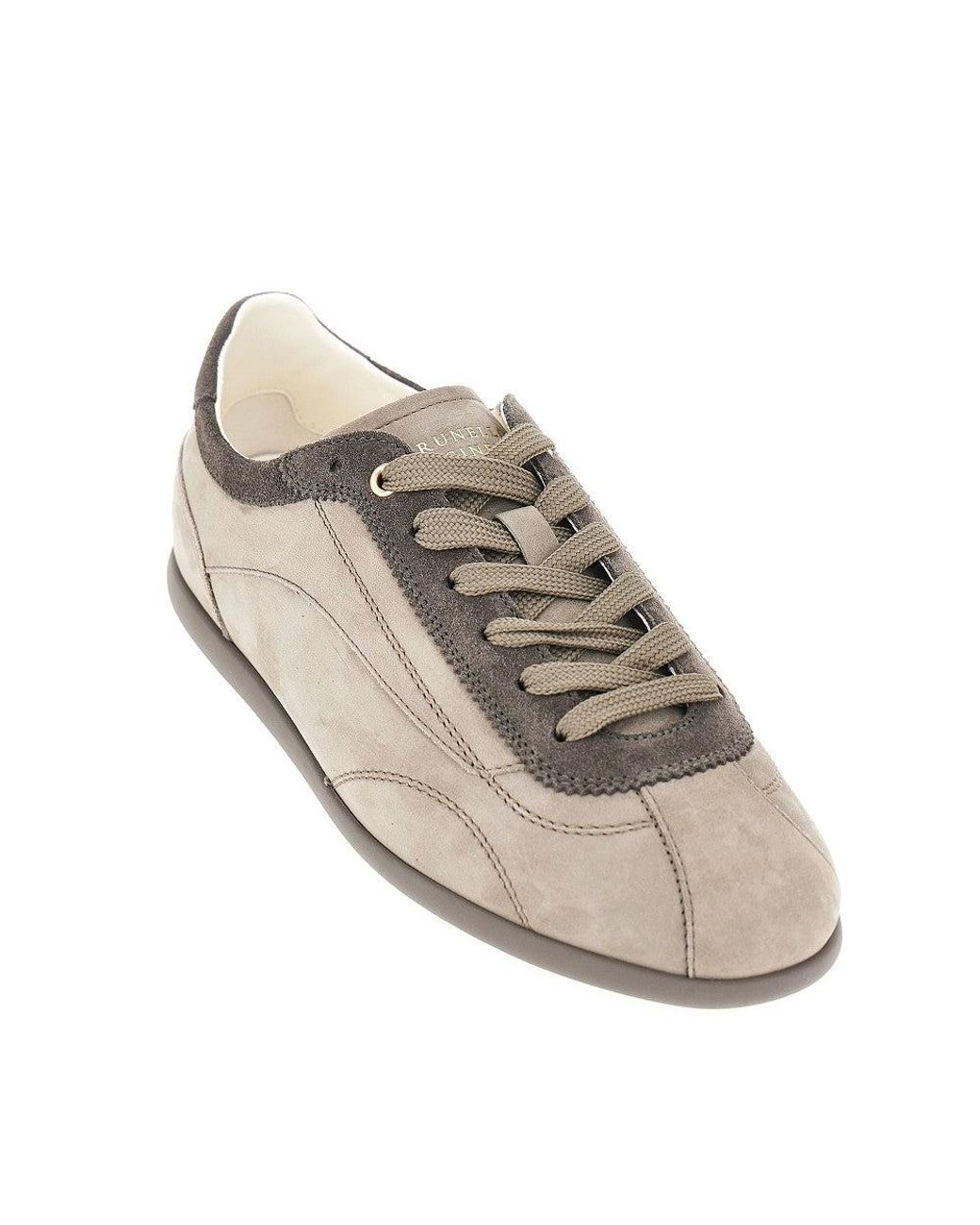 Brunello Cucinelli Brown Nubuck Leather Slim Sneakers for men