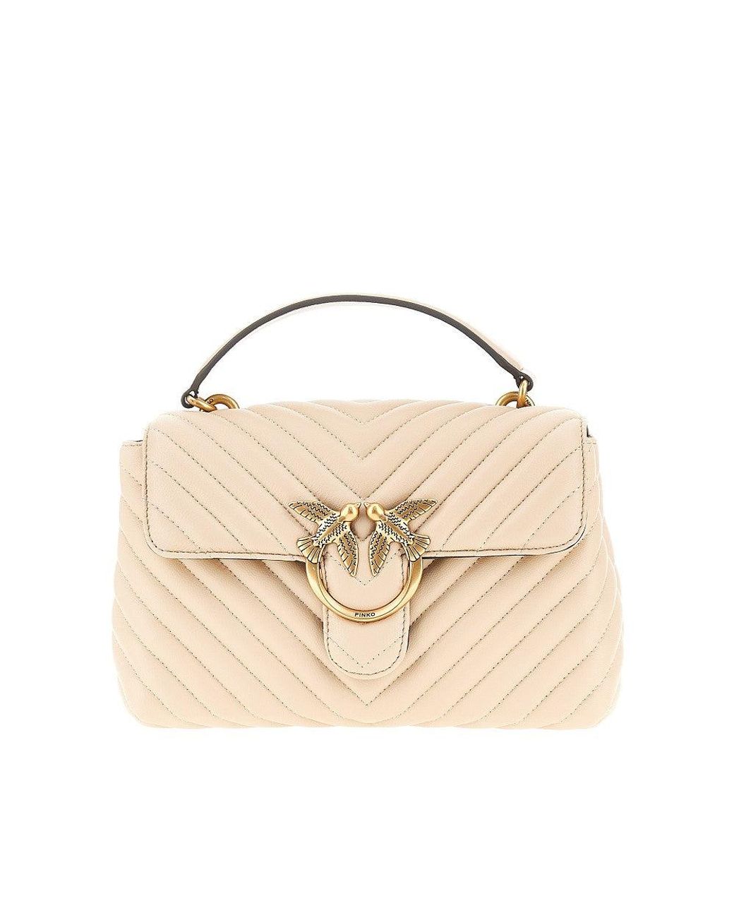 Pinko Metallic Chevron Nappa Leather Mini Love Lady Puff Bag
