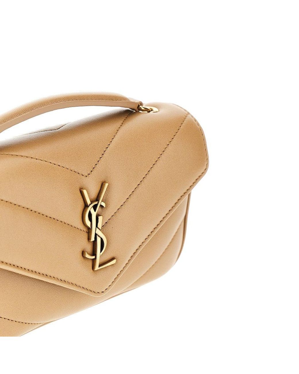Saint Laurent Natural Quilted Nappa Leather Mini 'Loulou' Bag