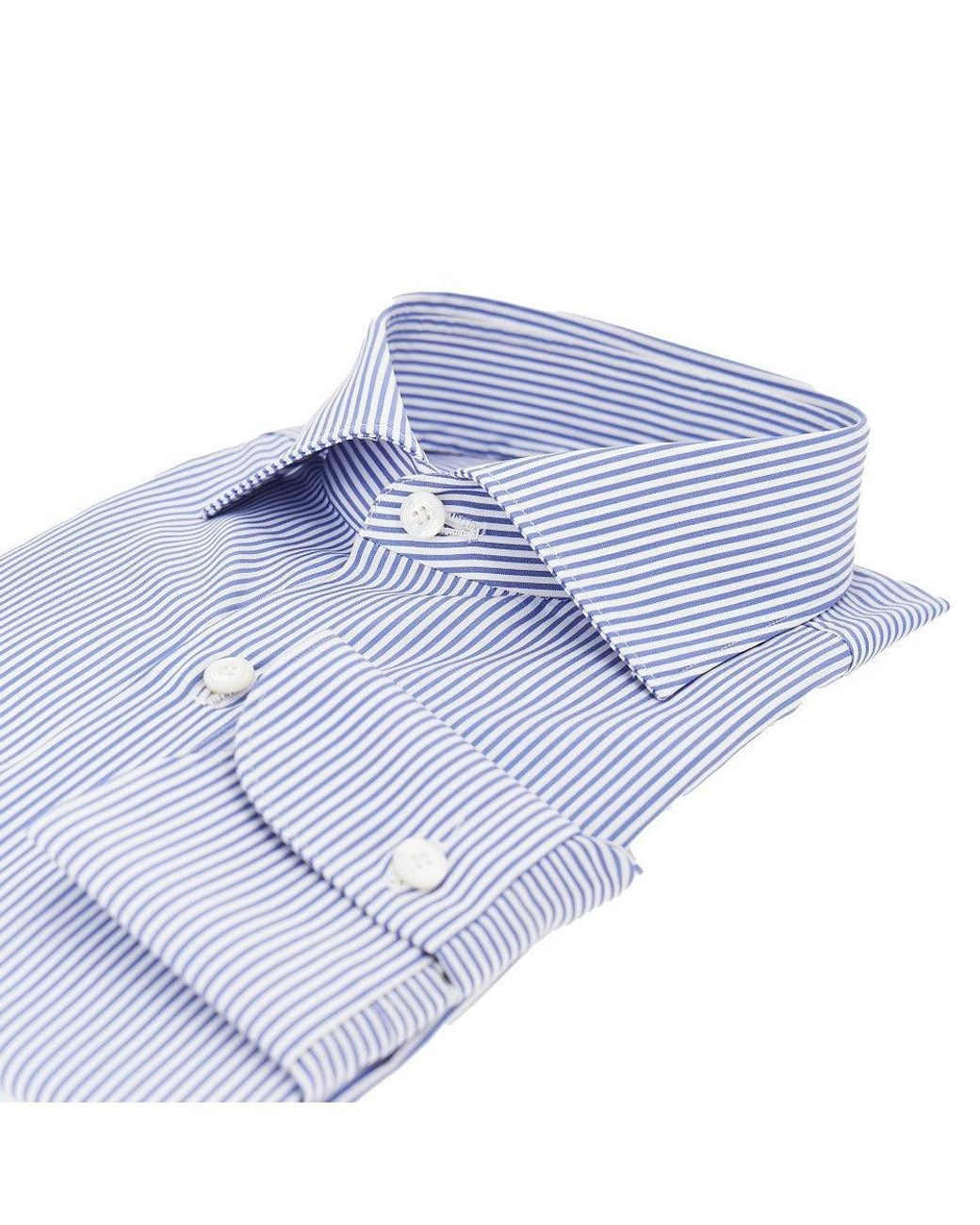 Finamore 1925 Blue 170 Two-Ply Cotton Poplin Shirt for men