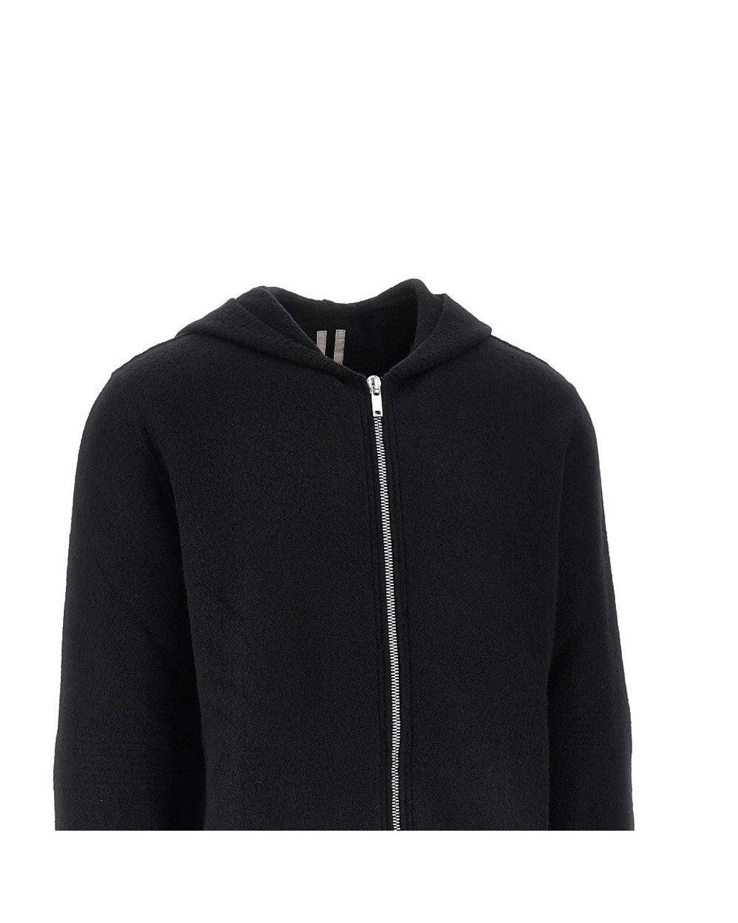 Rick Owens Black Knitted Full-Zip Hoodie for men