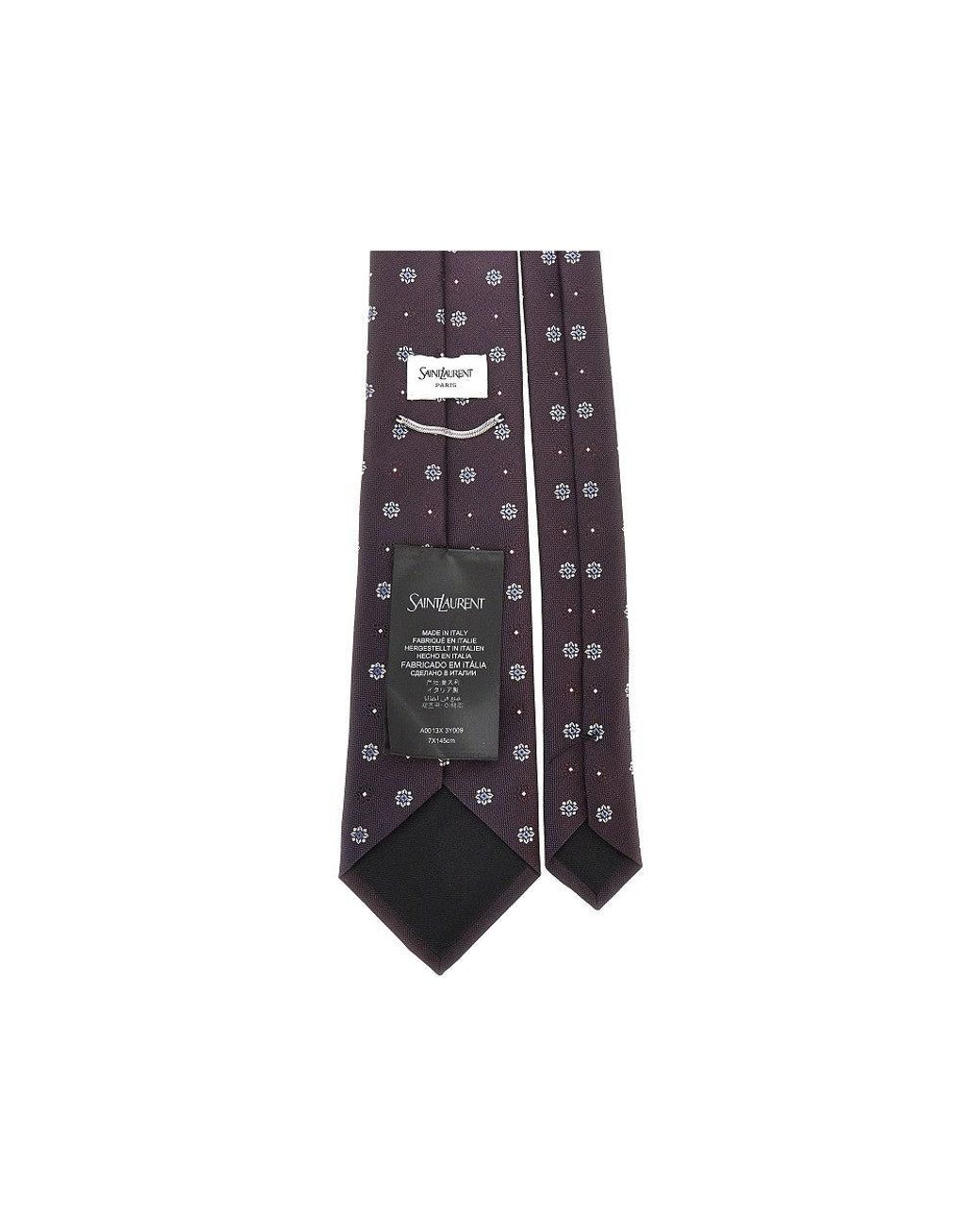 Saint Laurent Purple Silk Jacquard Necktie for men