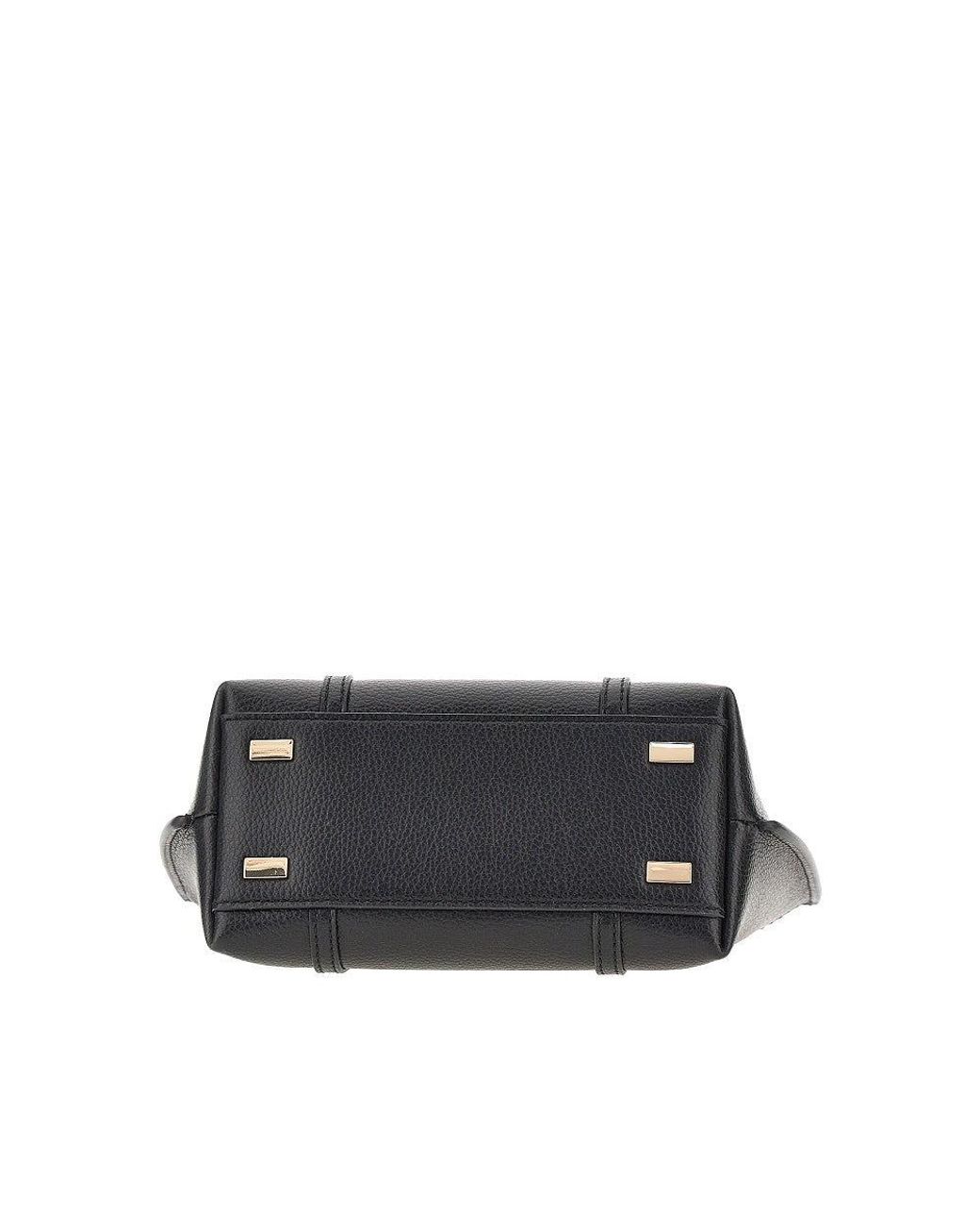 Tory Burch Black Grained Leather 'Perry' Mini Shopping Bag