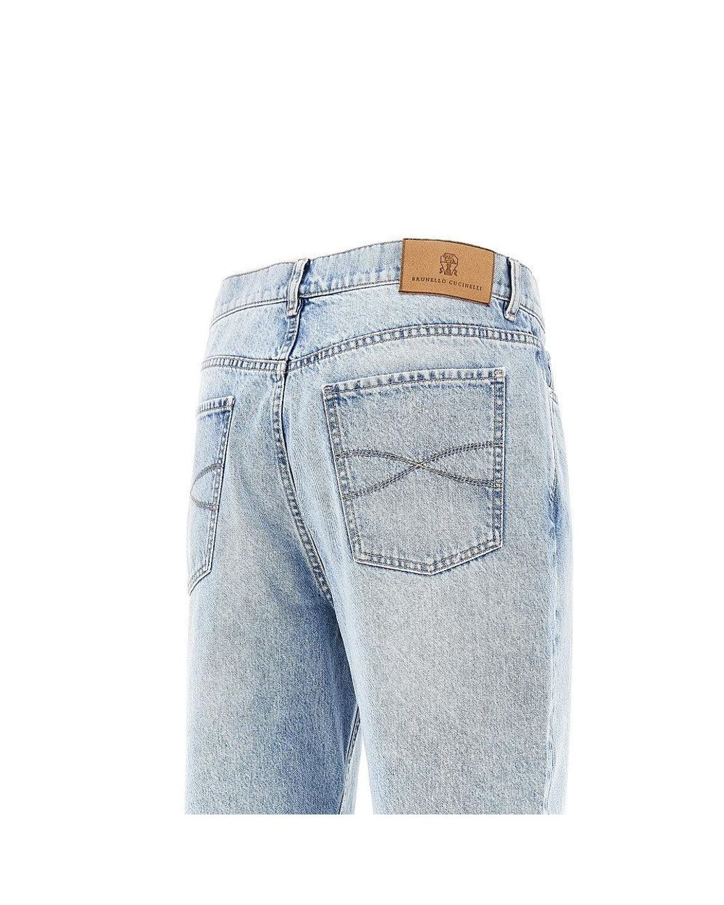 Brunello Cucinelli Blue Iconic Fit Denim Pants for men