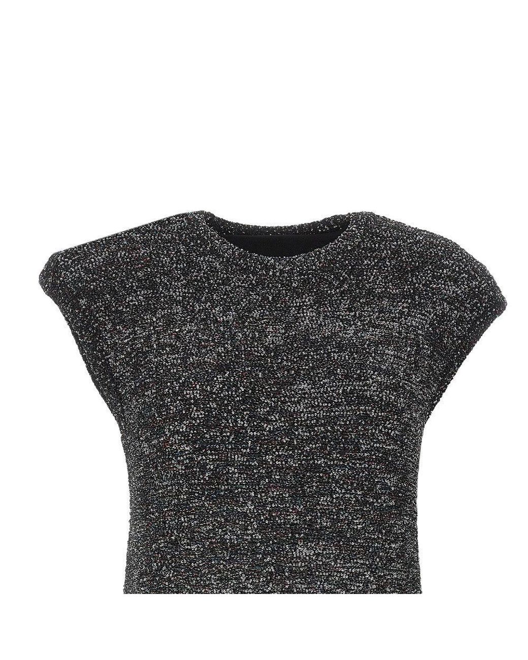 Emporio Armani Black Sequinned Knit Top