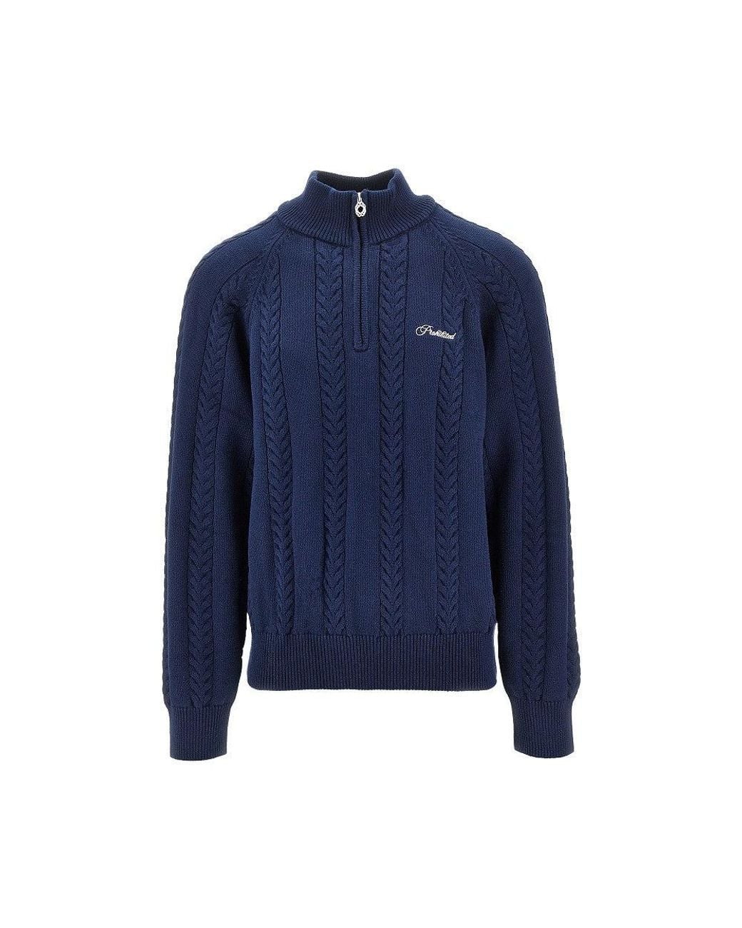 Pullover A Trecce Cn Mezza Zip di Prohibited in Blue da Uomo