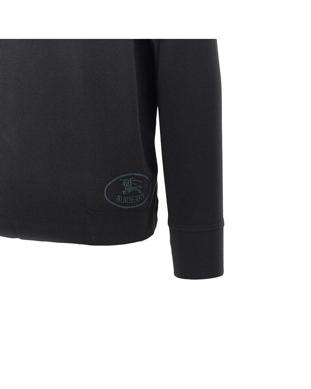 Burberry Blue Ribbed Jersey Long-Sleeved T-Shirt for men