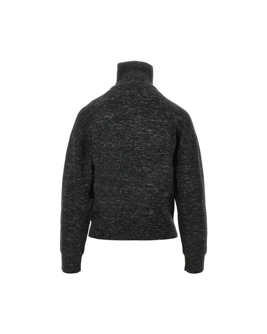 Isabel Marant Black Mouliné Knitted Full-Zip Sweatshirt