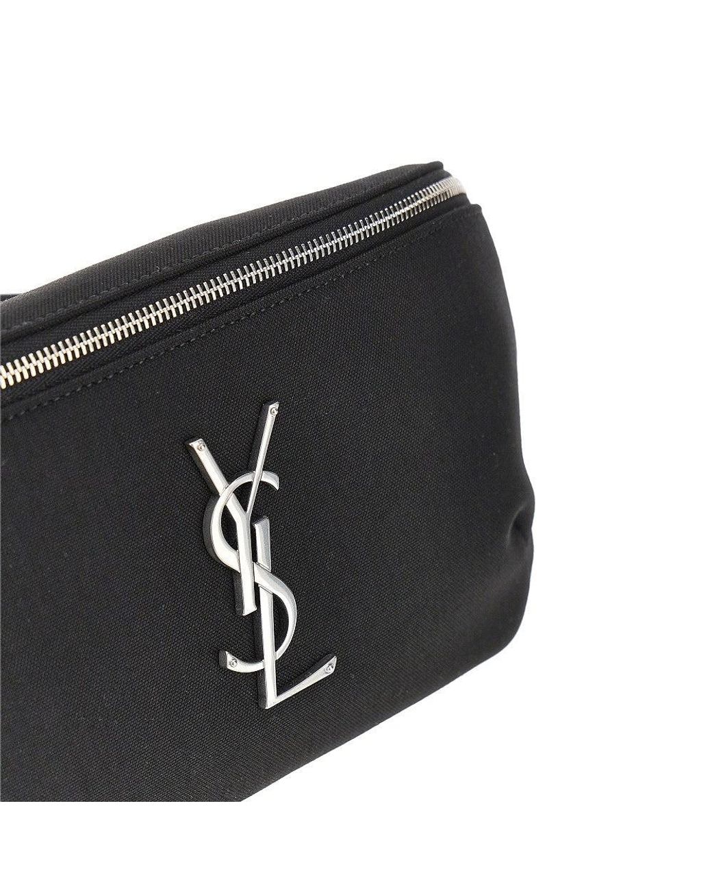 Saint Laurent Black 'Cassandre' Canvas Belt Bag for men