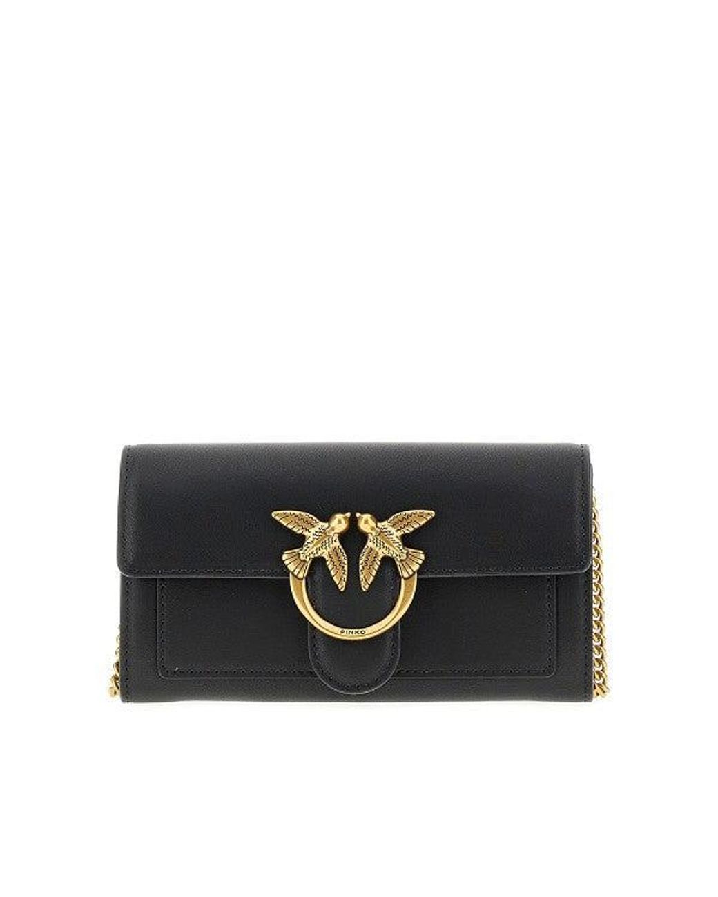Pinko Black Love Bag One Leather Clutch