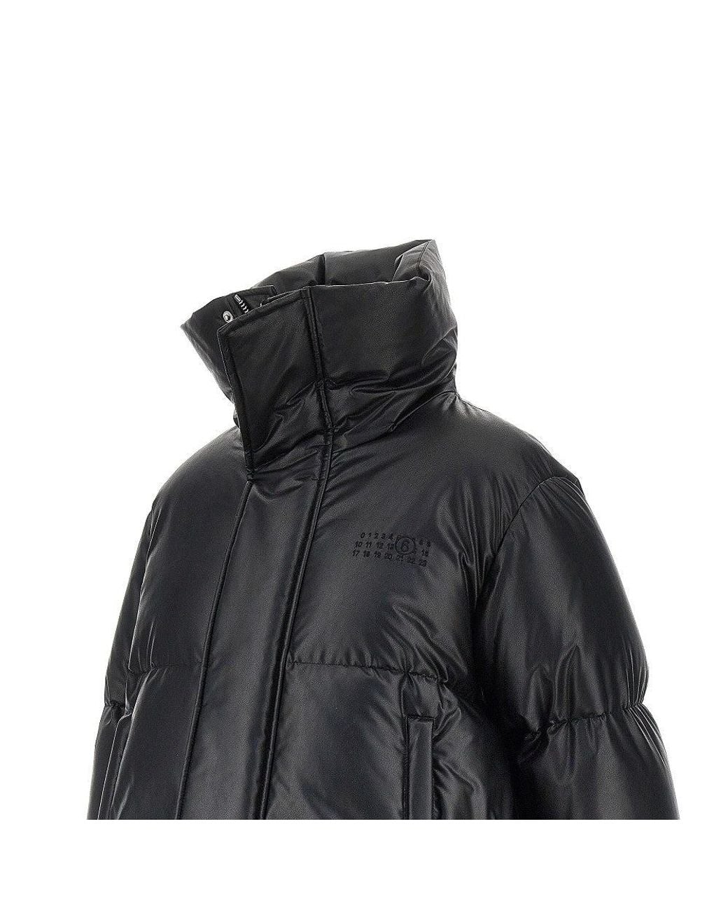 MM6 by Maison Margiela Black Faux Leather Down Jacket