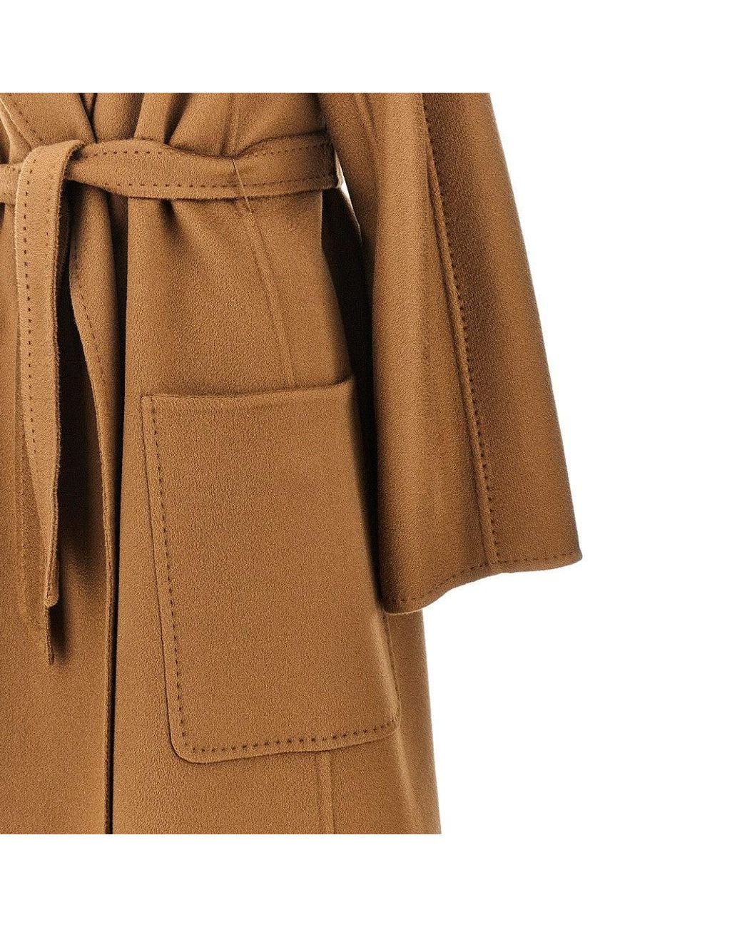 Max Mara Brown Oversized Cashmere Coat With Belt