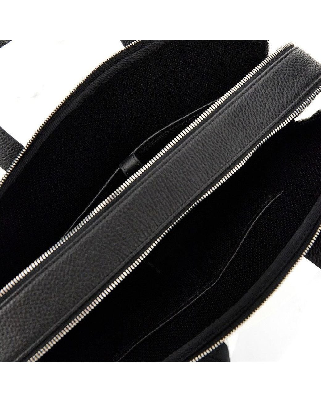 Emporio Armani Black Grained Leather Business Bag for men