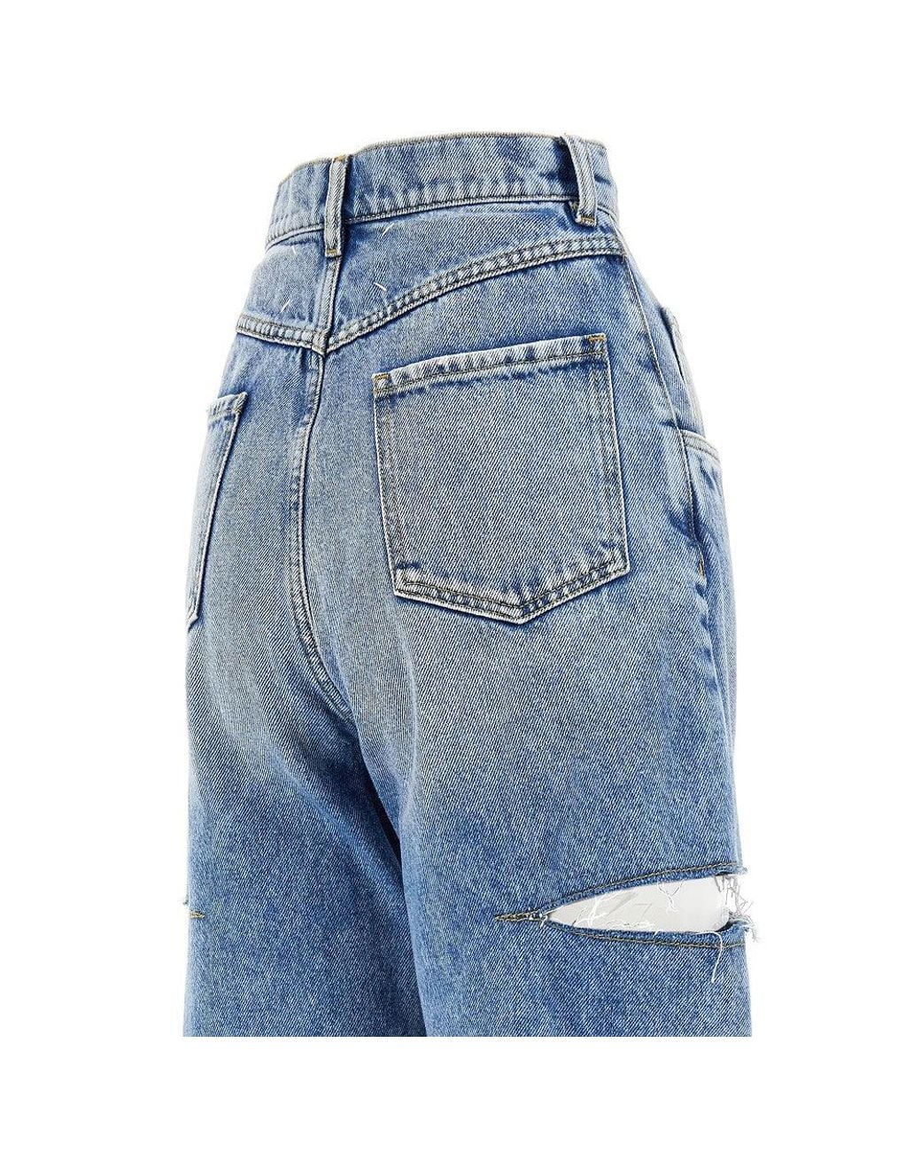 Maison Margiela Blue High-Rise Jeans With Side Rips